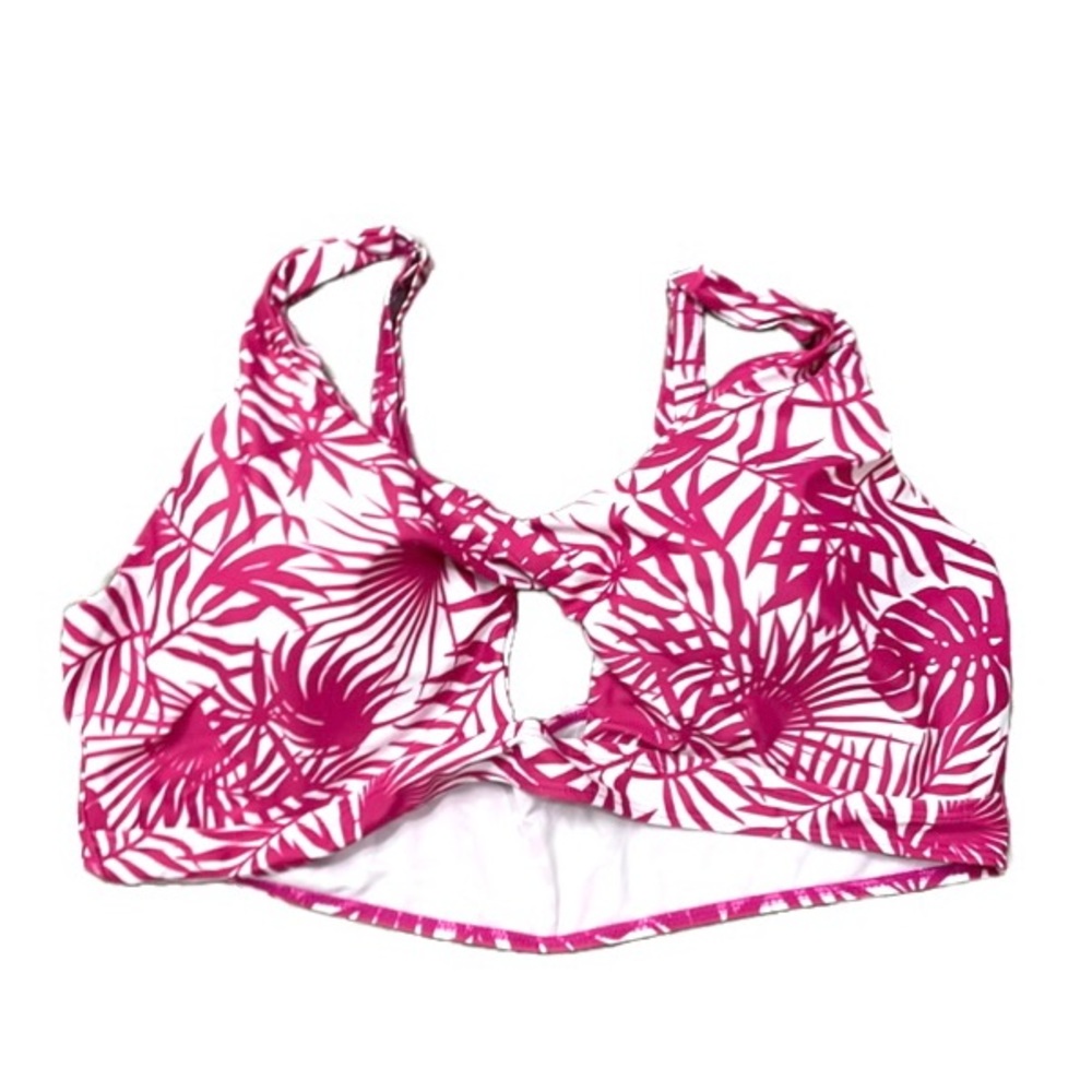 Pink palm print bikini swimsuit top 4XL